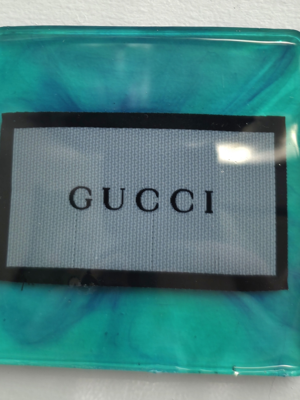 Gucci Teal Resin Accessory with Logo